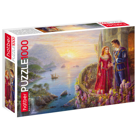 Пазл картонный 1000 элементов АССОРТИ, 10 дизайнов, 480х680 мм, HATBER