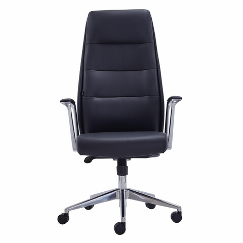 Кресло BRABIX PREMIUM "Adept EX-752", синхромеханизм, алюминий, экокожа, черное, 532930