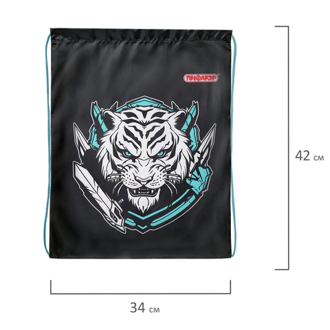 Мешок для обуви ПИФАГОР, 1 отделение, 42х34 см, "White tiger", 272389