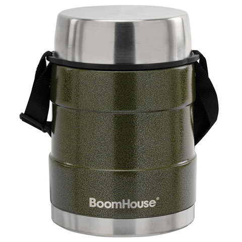 Термос 1,2 л для еды/напитков с широким горлом, BOOMHOUSE (БУМХАУС) RIBBED, контейнер, нержавеющая сталь SUS304, 700323
