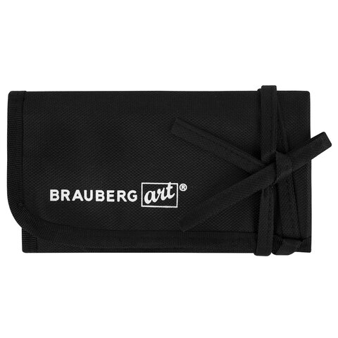 Пенал-скрутка органайзер для кистей и инструментов, 16 ячеек, черный, BRAUBERG ART DEBUT, 272992
