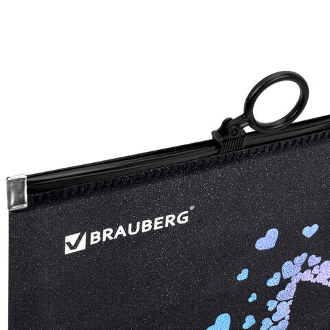 Папка для тетрадей BRAUBERG А4, 1 отделение, пластик, на zip-lock молнии, "Pretty face", 273319