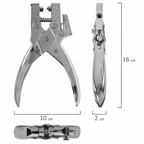 Дырокол металлический на 1 отверстие для люверса до 30 л., диаметр отверстия 5 мм, BRAUBERG, 272763