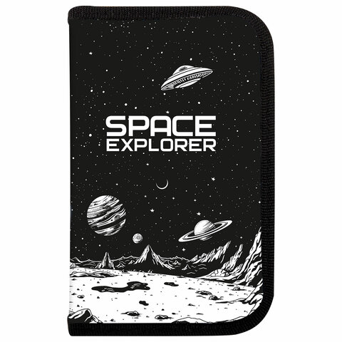 Пенал ПИФАГОР, 1 отделение, ламинированный картон, 19х11 см, "Space invader", 273469