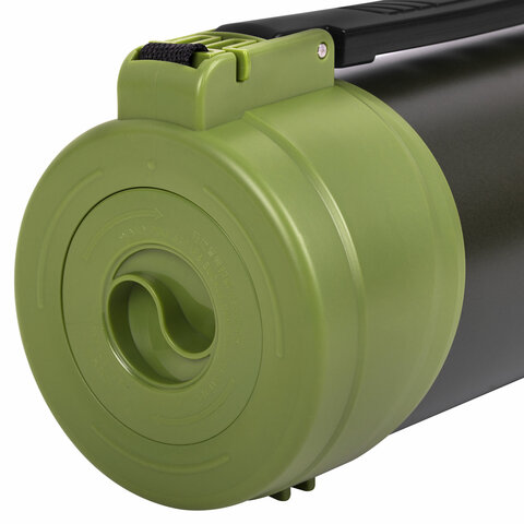 Термос классический, нержавеющая сталь, 2 л, черно-оливковый, 2 кружки, ручка + ремешок, TAIGARU (ТАЙГАРУ), 608816