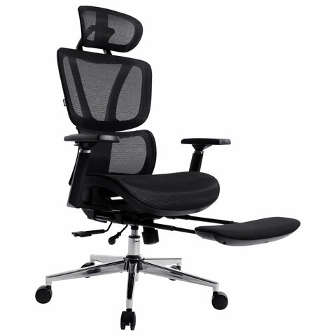 Кресло BRABIX PREMIUM "Evolution ER-700", подножка, слайдер, синхромеханизм, сетка, черное, 532947