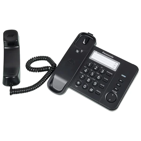 Телефон PANASONIC KX-TS2352RUB, черный, память 3 номера, повторный набор, тональный / импульсный режим, индикатор вызова