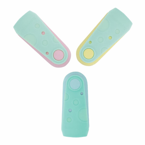 Ластики BRAUBERG "ULTRA PASTEL", НАБОР 3 ШТУКИ, 57х24х15 мм, ассорти пастель, бирюзовый пластиковый держатель, блистер, 272689