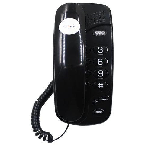 Телефон TEXET TX-238, световая индикация звонка, тональный / импульсный режим, повтор, черный, 126898