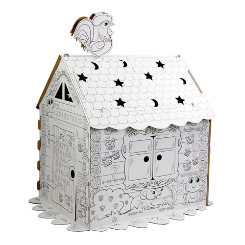 Картонный игровой развивающий Домик-раскраска "Сказочный", высота 130 см, BRAUBERG KIDS, 880364
