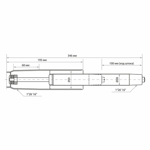 Газлифт B-100 короткий, ХРОМ, длина в открытом виде 346 мм, d 50 мм, класс 2, WBZ (ВБЗ), 533073