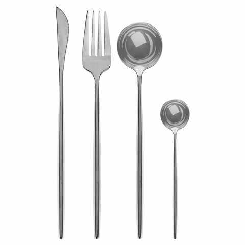 Набор столовых приборов UNIQUE 24 шт., 6 персон, серебристый, нержавеющая сталь, DASWERK (ДАСВЕРК), 609072