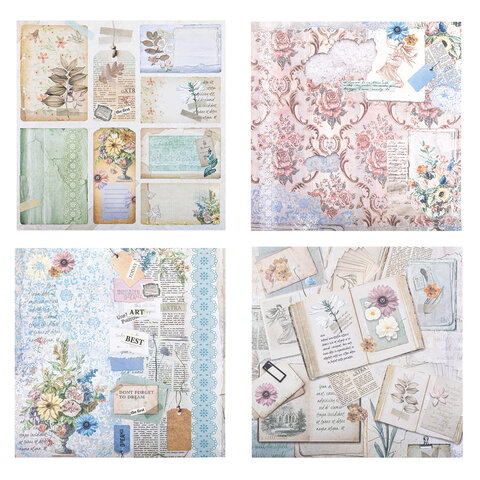 Бумага для скрапбукинга 30х30 см, "В бежевых тонах", двусторонняя, 12 листов, 180 г/м2, ОСТРОВ СОКРОВИЩ, 665437