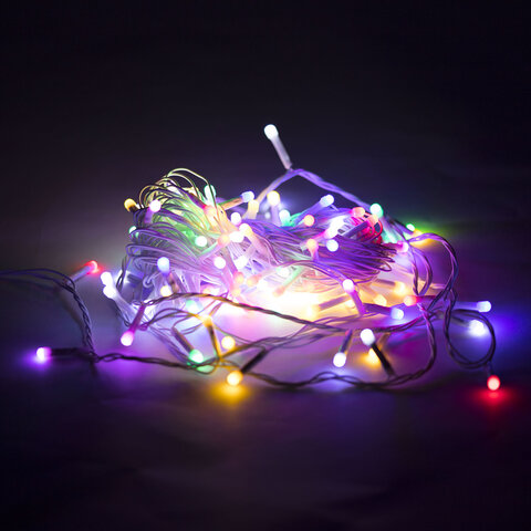 Электрогирлянда-нить комнатная 10 м, 120 LED, вид: "Стандарт", пастельная мультицветная, ЗОЛОТАЯ СКАЗКА, 592472