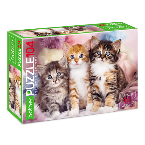 Пазл картонный 104 элемента АССОРТИ, 220х320 мм, HATBER