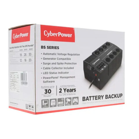 Источник бесперебойного питания CYBERPOWER BS650E, 650 VA (390 W), 8 евророзеток