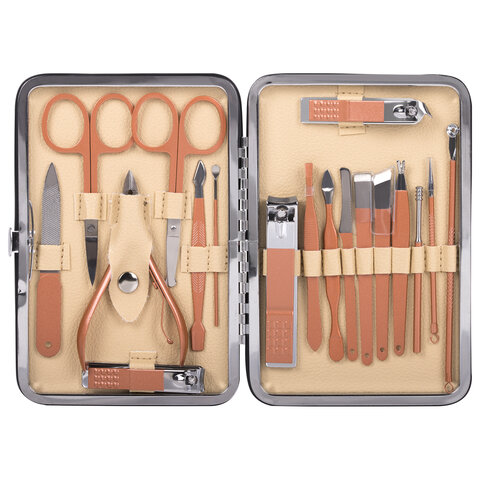 Универсальный набор для маникюра и педикюра 18 в 1 в футляре, STANDARD, розовый, WBZ (ВБЗ), 609488