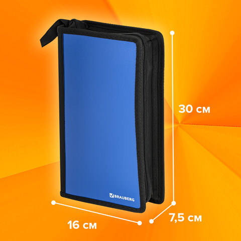 Портмоне для CD/DVD BRAUBERG на 96 дисков, обложка пластиковая, синий, 510091