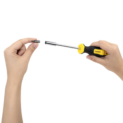 Набор отверток и бит, 65 предметов, двухкомпонентные рукоятки, пластиковый кейс, ГРАНДМАСТЕР, 671334