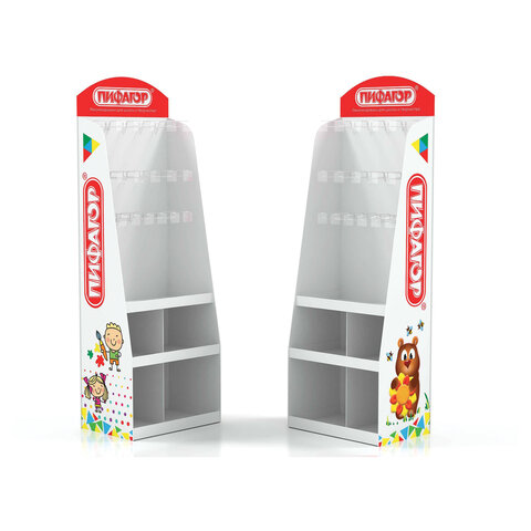 Стойка для размещения товара напольная, 180х60х40 см, 3 полки, 16 крючков