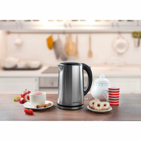 Чайник GORENJE K15DWS, 1,5 л, 2200 Вт, закрытый нагревательный элемент, металл, 740214