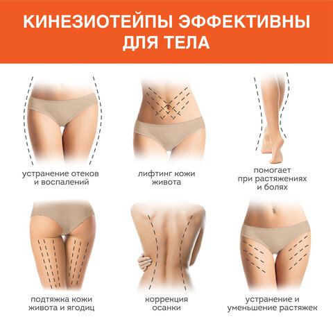 Кинезио тейп для лица и тела НАБОР 8 рулонов по 5 м, лифтинг-эффект, ширина 1/2, 5/5 см, DASWERK (ДАСВЕРК), 680008