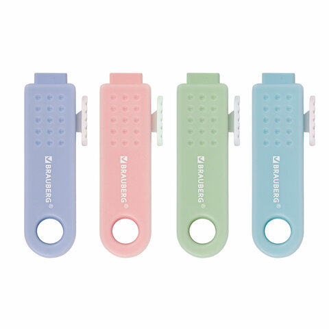 Ластик выдвижной BRAUBERG "Slider Mini", 68х22х13 мм, пастельные цвета ассорти, 271983