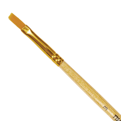 Кисть ПИФАГОР, СИНТЕТИКА, плоская, № 3, деревянная лакированная ручка, 200856