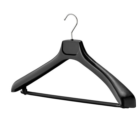 Вешалка-плечики, размер 48-50, пластик, анатомическая, перекладина, крючки для бретелей, черный, С024/С044