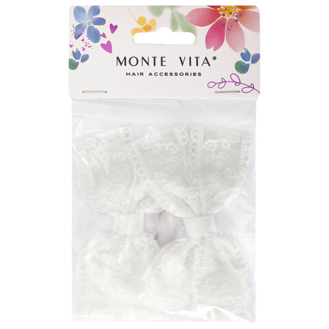 Банты для волос НАБОР 2 шт., 7х11 см, 6,5х10 см, 7х9 см, белый, АССОРТИ, MONTE VITA (МОНТЕ ВИТА), 457118