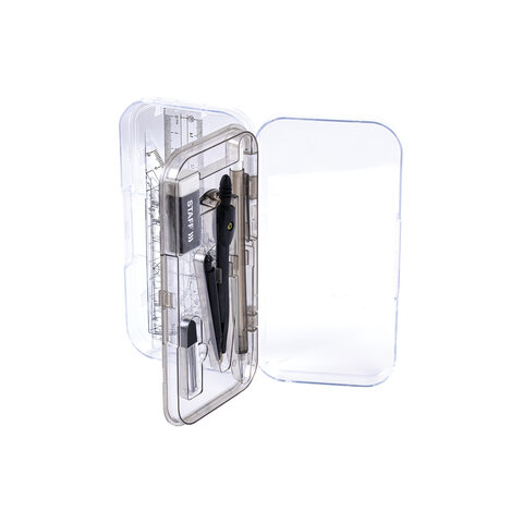 Готовальня STAFF "College" 9 предметов: циркуль 120 мм, чертежные принадлежности, механический карандаш, пластиковый пенал, 210863