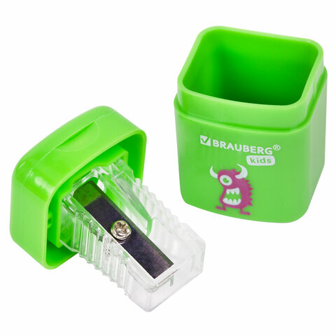 Точилка BRAUBERG KIDS "Монстрик", с контейнером, корпус ассорти, 271946