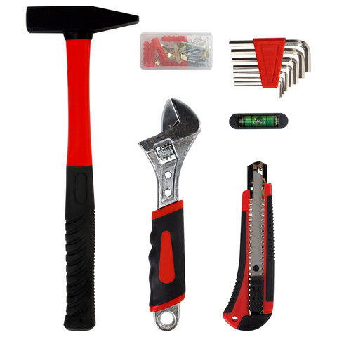 Набор инструментов столярно-слесарный, 84 предмета, пластиковый кейс, ГРАНДМАСТЕР, 671331