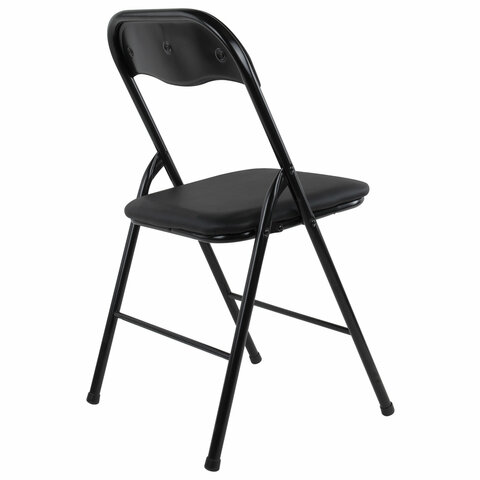 Стул складной BRABIX "Golf CF-007", черный каркас, кожзам черный, 531565