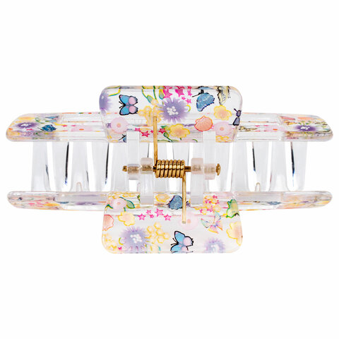 Краб для волос 8,5 см, прозрачный с рисунком, АССОРТИ, MONTE VITA (МОНТЕ ВИТА), 457005