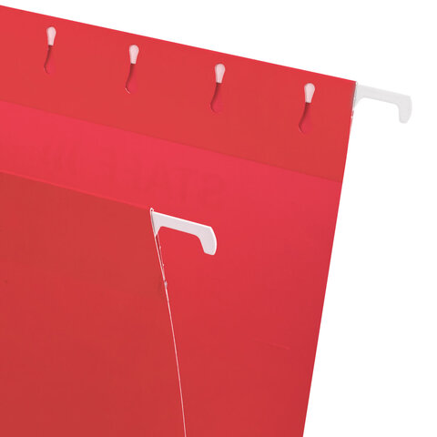 Подвесные папки А4 (350х240 мм) до 80 л., КОМПЛЕКТ 10 шт., красные, картон, STAFF, 270931