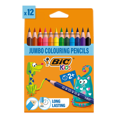Карандаши цветные утолщенные BIC "Kids Evolution Triangle", 12 цветов, трехгранные, грифель 4 мм, 8297356, 82973511