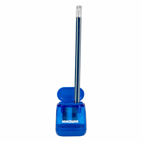 Точилка с контейнером для простых и утолщенных карандашей ЮНЛАНДИЯ "СУНДУЧОК", 2 отверстия, 272506