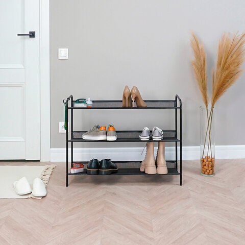 Полка для обуви "Женева-33", 865х270х600 мм, 3 полки, металл, чёрная, ПДО Ж33 Ч