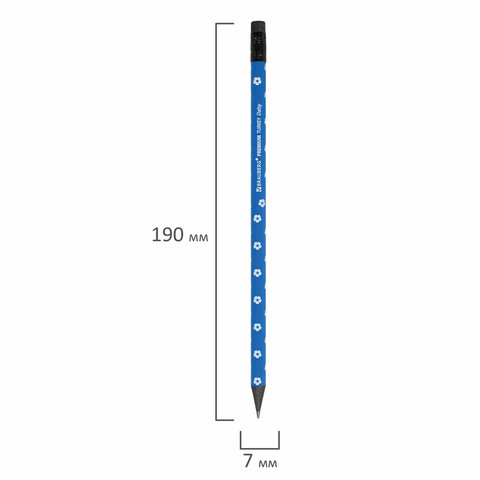 Карандаш чернографитный BRAUBERG "PREMIUM TURKEY", 1 шт., "Daisy", НВ, ассорти, дисплей, 181567