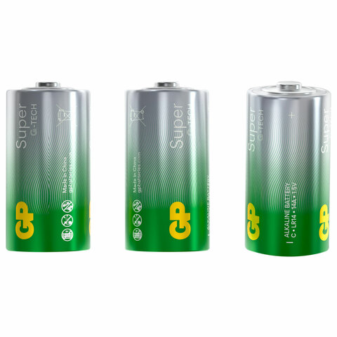 Батарейки КОМПЛЕКТ 2 шт., GP Super G-Tech, С (LR14, 14А), алкалиновые, блистер, 14A-2CR2