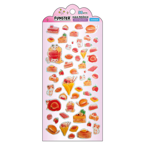 Наклейки гелевые "Аппетитное ассорти", 17,5х9 см, ассорти 6 видов, FUNSTER (ФАНСТЕР), 666083