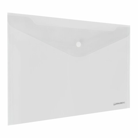 Папка-конверт с кнопкой BRAUBERG "SUPER", А4, прозрачная, ПРОЧНАЯ 0,2 мм, 272876