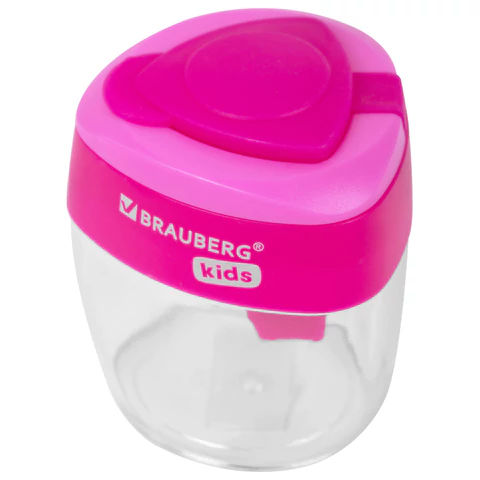 Точилка BRAUBERG KIDS "MAXI", 2 отверстия, с большим контейнером, трехгранный корпус, цвета ассорти, 271945