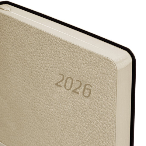 Ежедневник датированный 2026 А5 138x213 мм, BRAUBERG "Stylish", под кожу, гибкий, бежевый, 117104