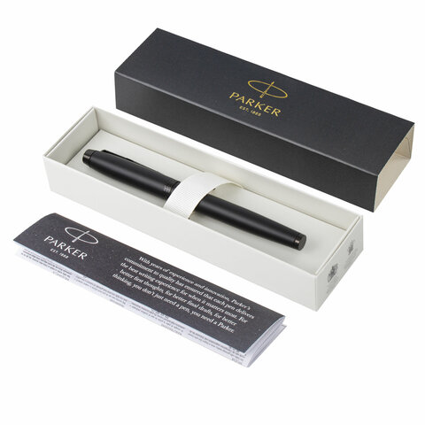 Ручка-роллер PARKER "IM Achromatic Black BT", корпус черный матовый, нержавеющая сталь, черная, 2127743