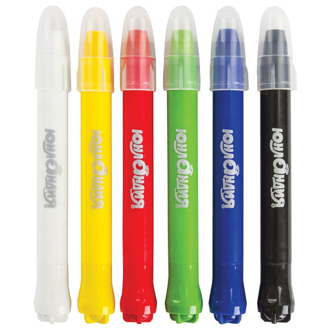 Краски для грима (аквагрим) ЮНЛАНДИЯ, НАБОР 6 цветов, яркие цвета, для лица и тела, смываются водой, 191307