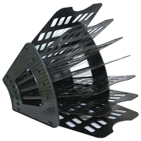 Лоток для бумаг 7-ми секционный, 6 отделений, черный, ЛТ41