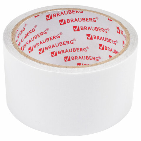 Клейкая двухсторонняя лента 50 мм х 8 м, ПОЛИПРОПИЛЕНОВАЯ ОСНОВА, 90 мкм, BRAUBERG, 600481