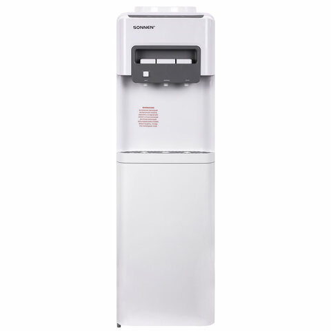 Кулер для воды SONNEN FSC-03AC, напольный, НАГРЕВ/ОХЛАЖДЕНИЕ КОМПРЕССОР, шкаф, 3 крана, белый, 455419